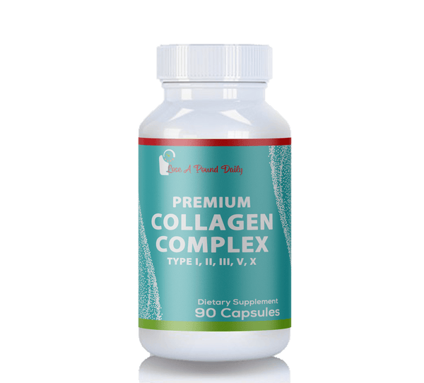 Collagen Complex, Types I, II, III, V & X. Protein Grass Fed Blend, 90 Capsules, 1500mg - Lose A Pound Daily