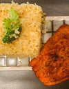 Pan Seared Salmon and Sazon Cauliflower Rice