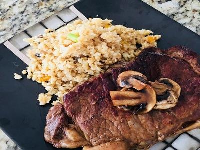 New York Strip Steak and Cauliflower Rice