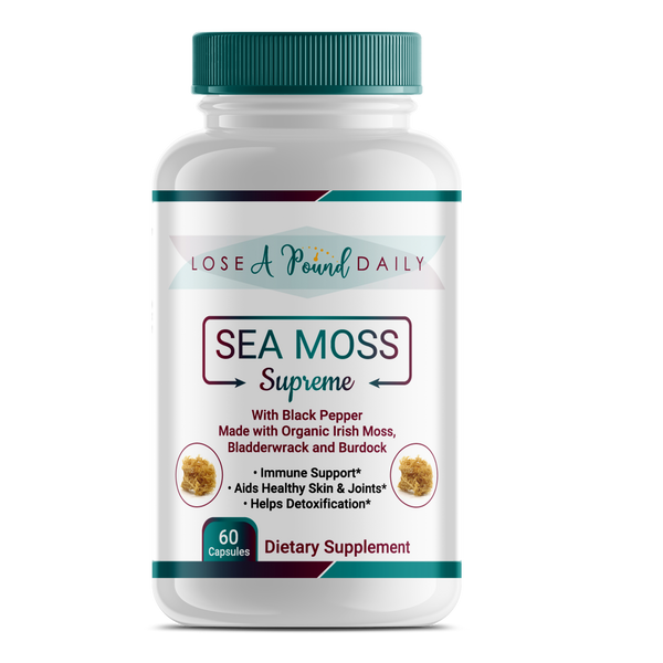 Sea Moss Supreme With Organic Irish Moss, Bladderwrack, Burdock and Black Pepper, Complete Mineral Vegan Capsules