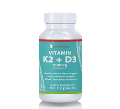 Vitamin K2 (MK7) + D3, 100mcg, 5000IU Supplement, 60 Capsules